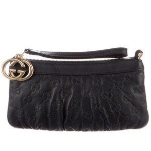 GUCCI Black GG Signature Sukey Pouch